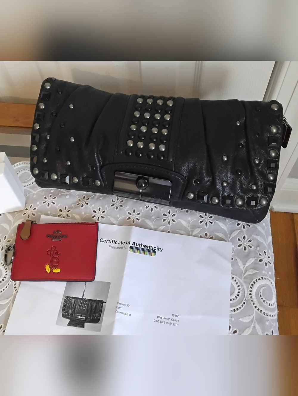 Coach Kristin Over Sized Black Clutch Bag Purse In Black